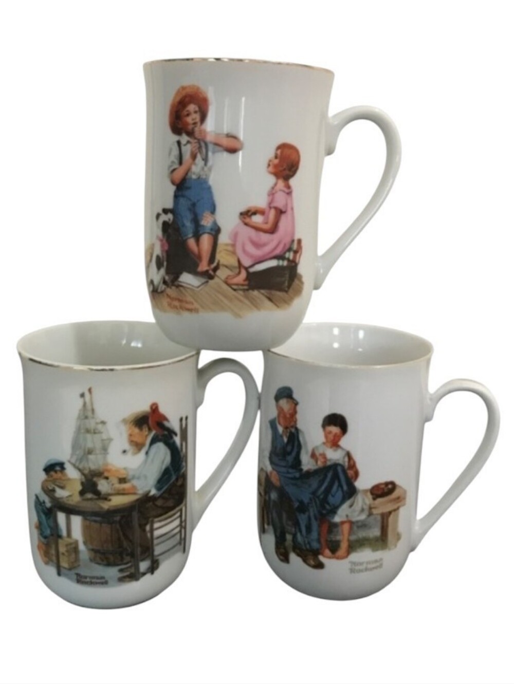 Vintage 1982 Norman Rockwell Museum Collectable Coffee Mugs | Lot of 3
